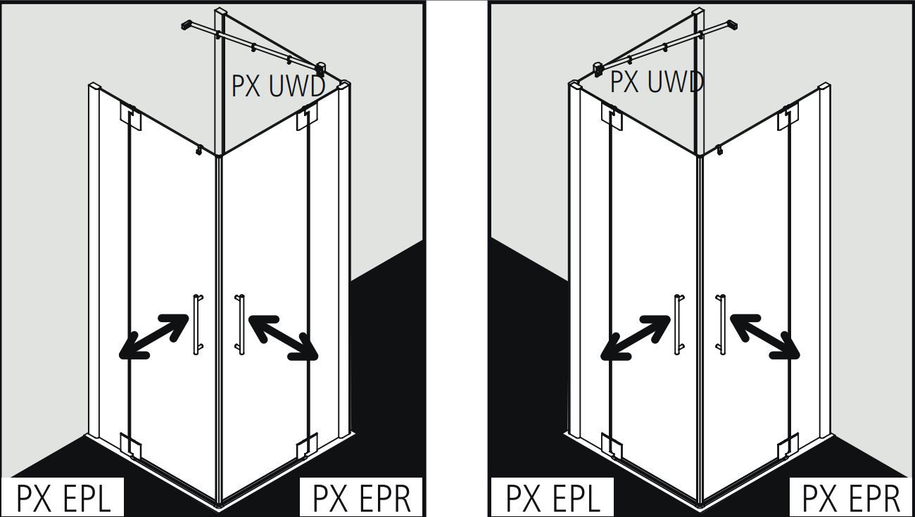 Душевая кабина Kermi Pasa в угол или П-образная PX EPR/L схема 2