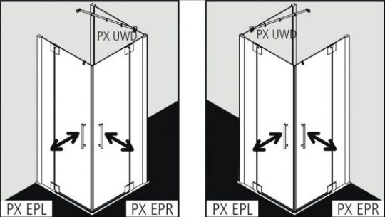 Душевая кабина Kermi Pasa в угол или П-образная PX EPR/L схема 2