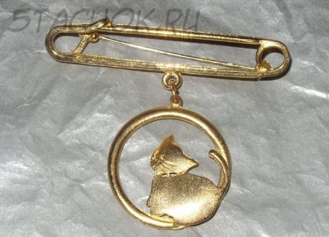 Брошь-булавка "Котенок" под матовое золото