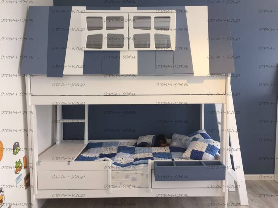 Кровать-домик двухъярусная Fantasy №21