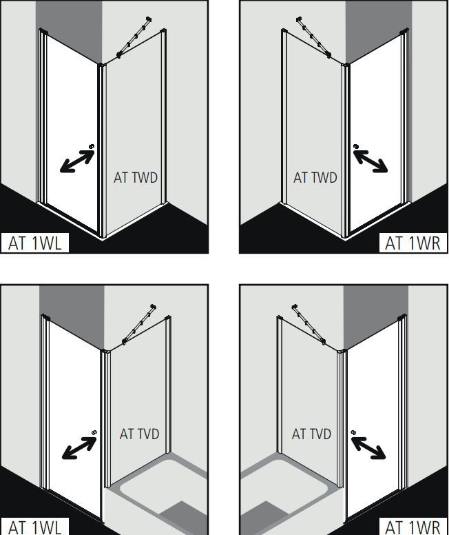 Душевая кабина Kermi Atea монтаж в угол AT 1WR/L схема 2