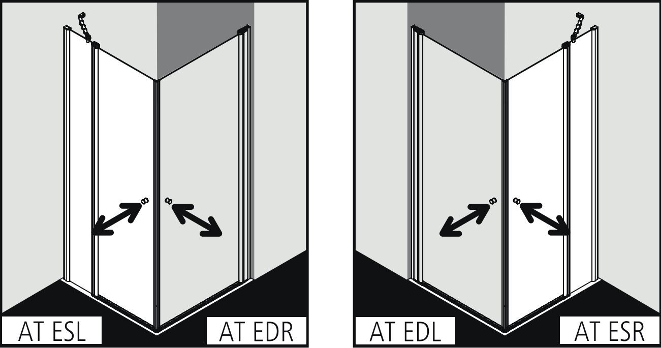 Душевая кабина Kermi Atea пристенная или угловая AT ESR/L схема 2