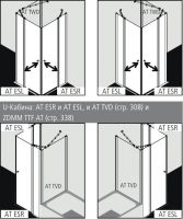 Душевая кабина Kermi Atea пристенная или угловая AT ESR/L схема 3