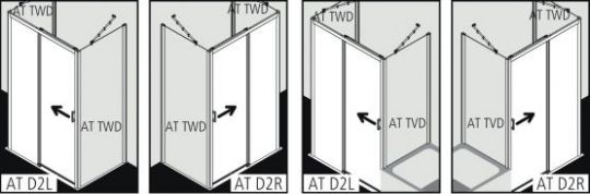Душевая кабина Kermi Atea угловая или пристенная AT D2R/L схема 3