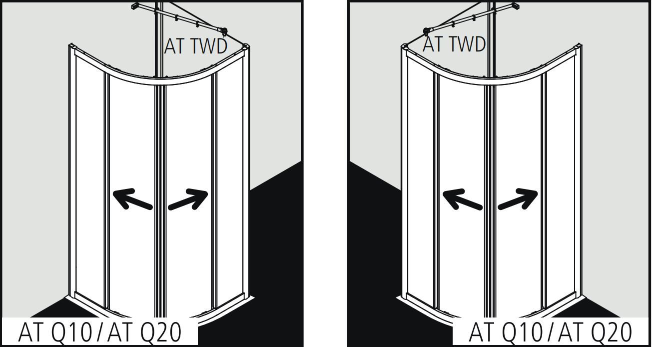 Душевая кабина Kermi Atea угловая или пристенная AT Q10 / AT Q20 схема 2