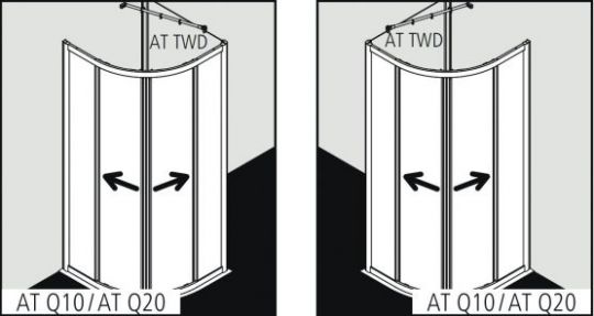 Душевая кабина Kermi Atea угловая или пристенная AT Q10 / AT Q20 схема 2