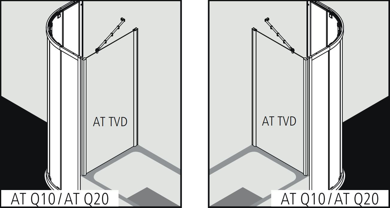 Душевая кабина Kermi Atea угловая или пристенная AT Q10 / AT Q20 схема 3