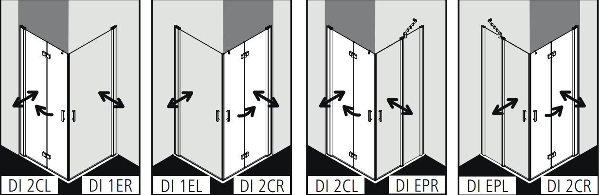 Душевая кабина Kermi Diga угловой монтаж DI 2CR/L схема 3