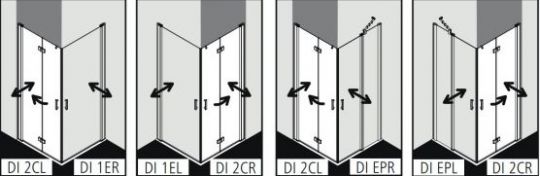 Душевая кабина Kermi Diga угловой монтаж DI 2CR/L схема 3
