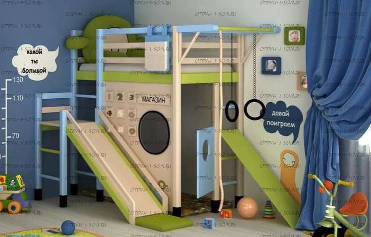 Кровать-чердак Домик №6 Wood