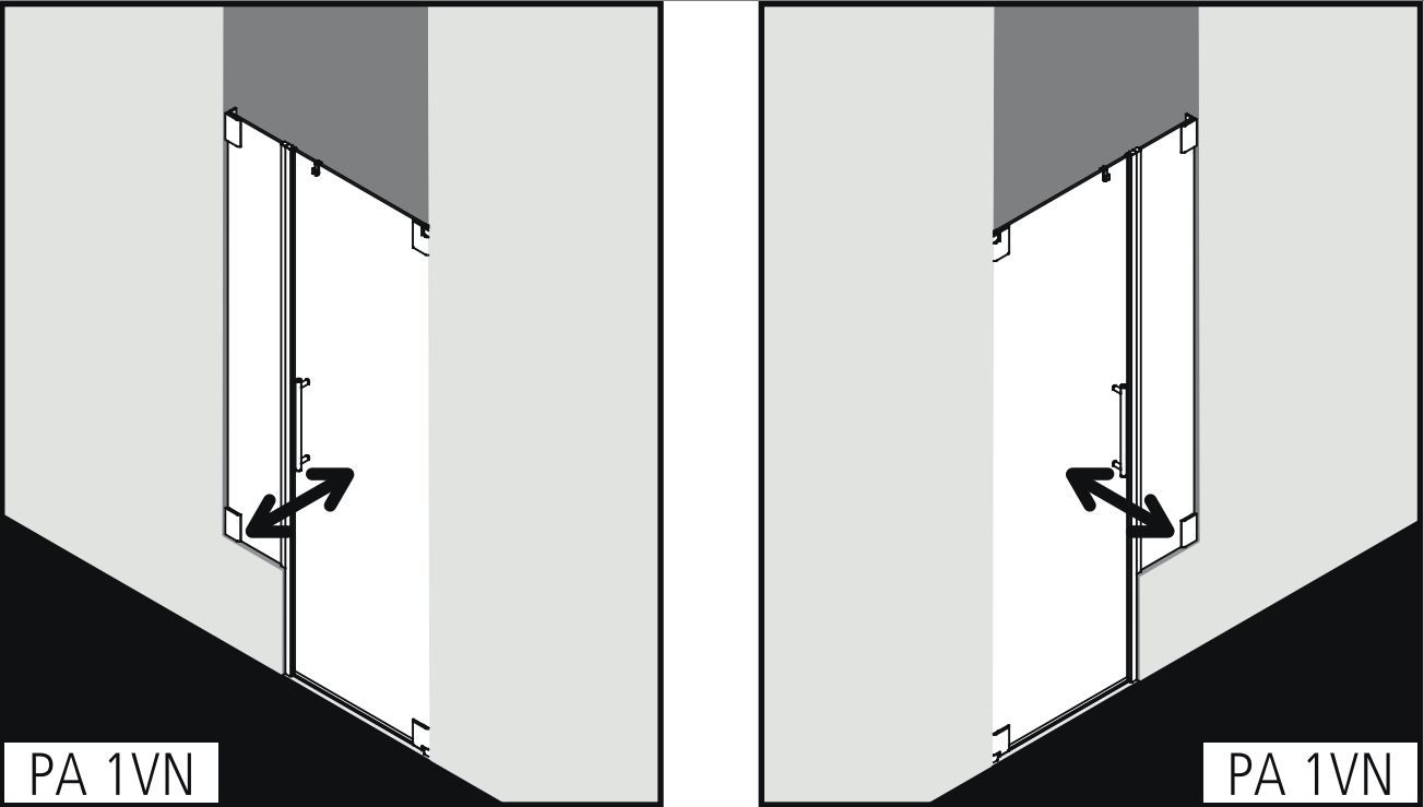 Душевая дверь Kermi Pasa в нишу PA 1VN схема 1