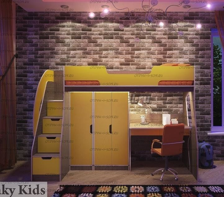 Кровать-чердак Фанки Кидз 23/1 + шкафы
