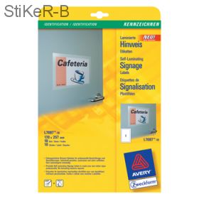 58202 Этикетки самоламинирующиеся Avery Zweckform Z-L7086-10 (A4, 150×100мм, 2 шт. на листе, 10 листов, белые)