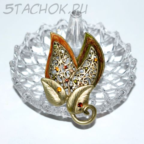 Брошь "Оливковые листики" (KC США)