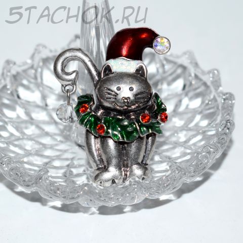 Брошь "Новогодний котик" (KC США)