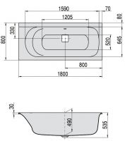 Ванна Hoesch THASOS 180x80 3741 схема 2