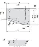 Ванна Hoesch LARGO 180x130 3693 Правостороннее исполнение схема 2