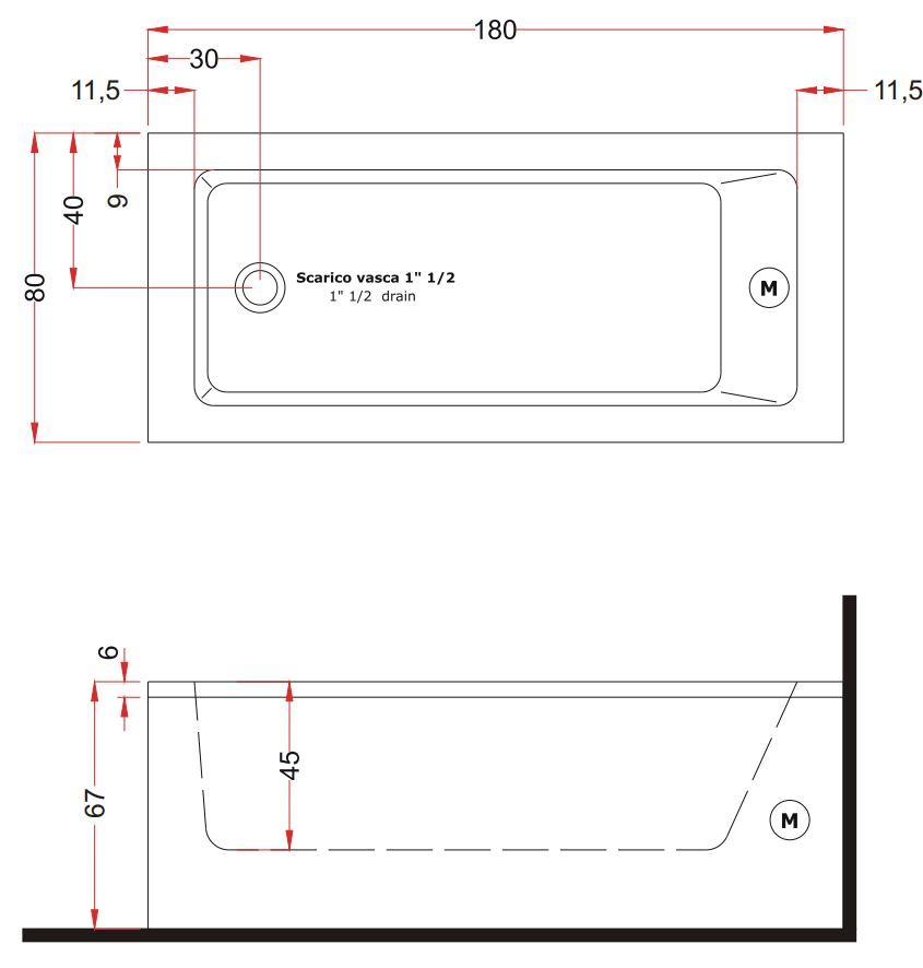 Гидромассажная ванна Gruppo Treesse Dream 180x80 V838 схема 2