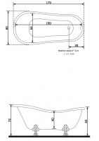 Акриловая ванна с лапками Gruppo Treesse Epoca 170x80 V5071 схема 2