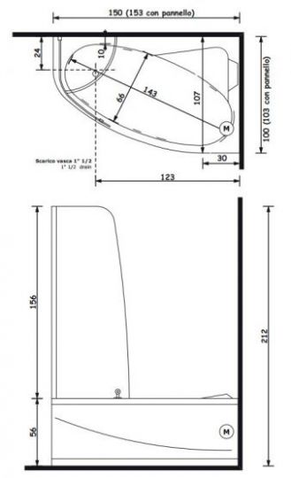 Стеклянная ванна Gruppo Treesse Syria Box Easy 153x103 V655 + B6552 ФОТО