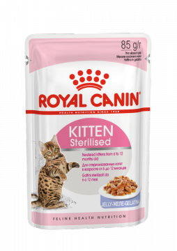 Royal Canin KITTEN STERILISED (КИТТЕН СТЕРИЛАЙЗД желе) Корм консервированный полнорационный для кошек - Специально для кастрированных и стерилизованных котят (в возрасте от 6 до 12 месяцев), мелкие кусочки в желе