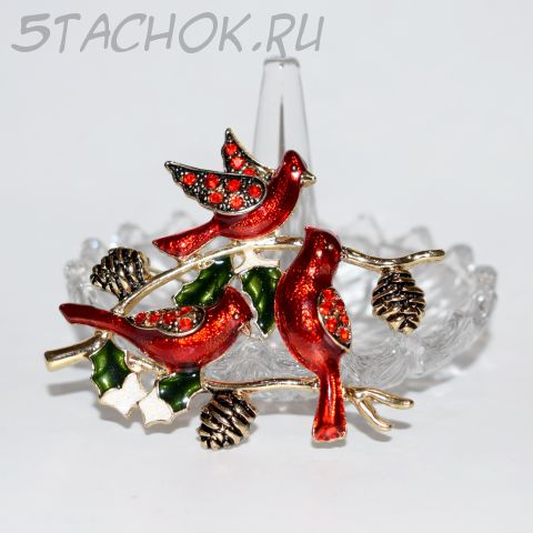 Брошь "Птицы кардиналы" (США)