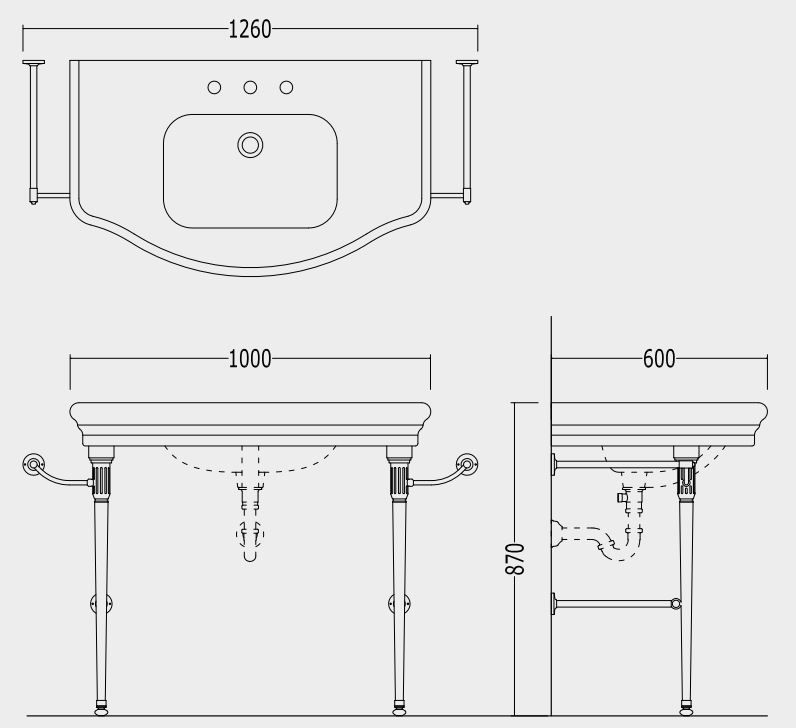 Тумба под раковину Devon&Devon Ascot Console 126х60 схема 3