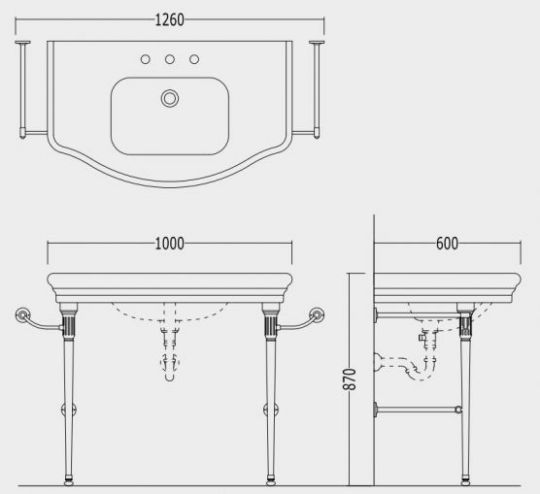 Консоль под раковину Devon&Devon Ascot Console 126х60 схема 3