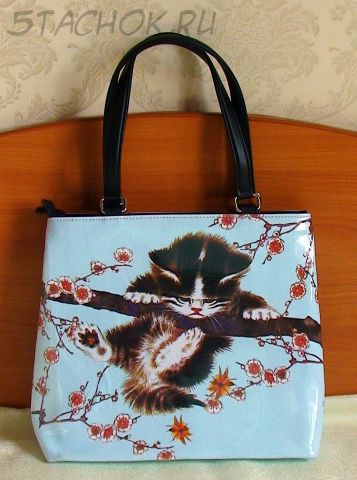 Сумочка в японском стиле "Котенок на сакуре"
