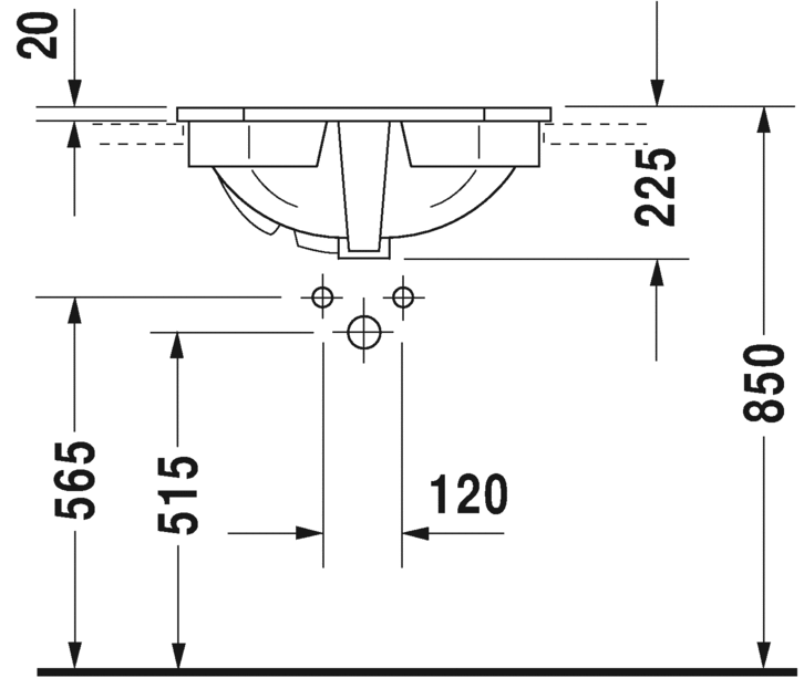 Раковина Duravit встраиваемая 1930 58х47 047658 схема 2