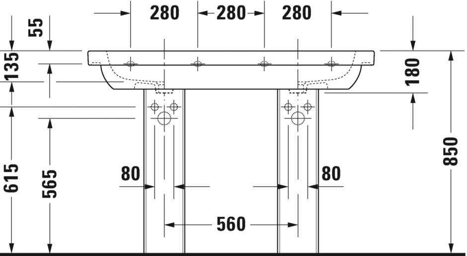 Раковина Duravit D-Code двойная 120х49 034812 ФОТО