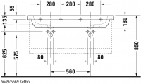 Раковина Duravit D-Code двойная 120х49 034812 схема 3