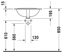 Раковина Duravit Duraplus угловая 43х38 075244 схема 2