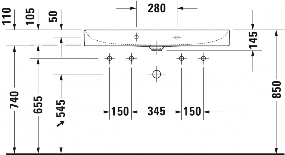 Раковина Duravit DuraSquare двойная шлифованная 100х47 235310 ФОТО