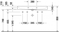 Раковина Duravit DuraSquare двойная 100х47 235310 схема 3