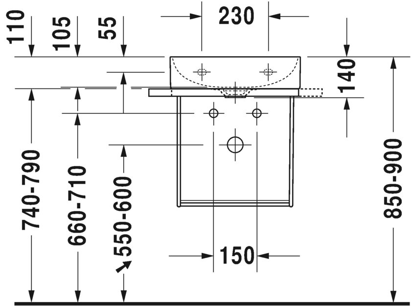 Раковина Duravit DuraSquare 45х35 073245 схема 4