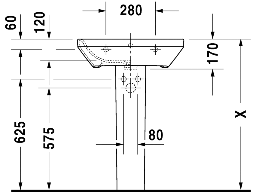 Раковина для ванной Duravit DuraSquare 60х44 см 231960 схема 3