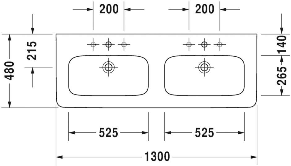 Раковина Duravit DuraStyle Двойная 130х48 233813 ФОТО