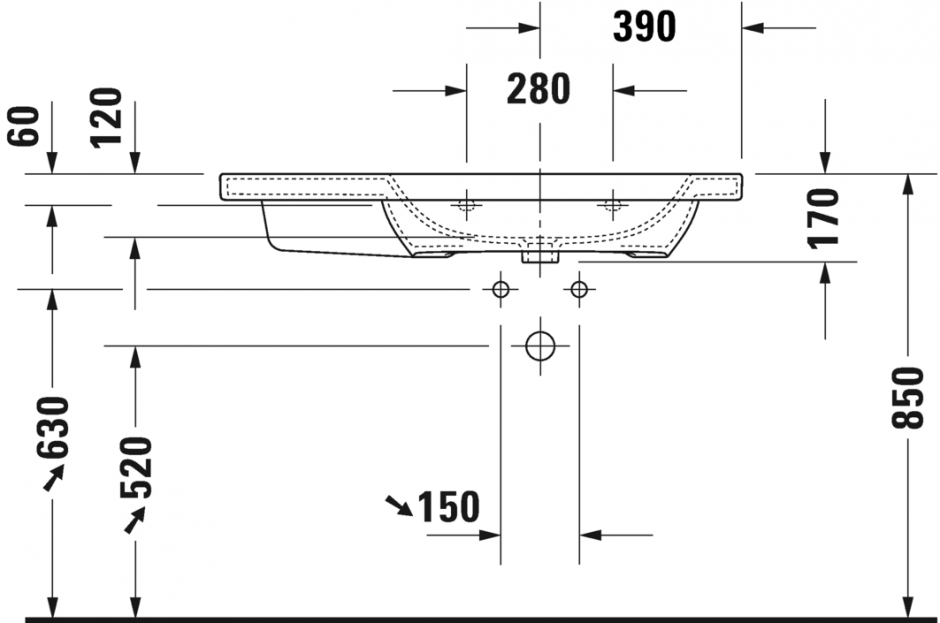 Раковина Duravit DuraStyle асимметричная 100х48 232610 ФОТО