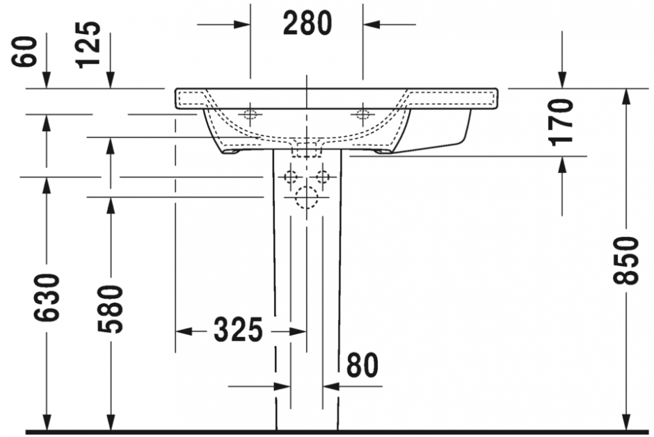 Раковина Duravit DuraStyle асимметричная 80х48 232580 ФОТО