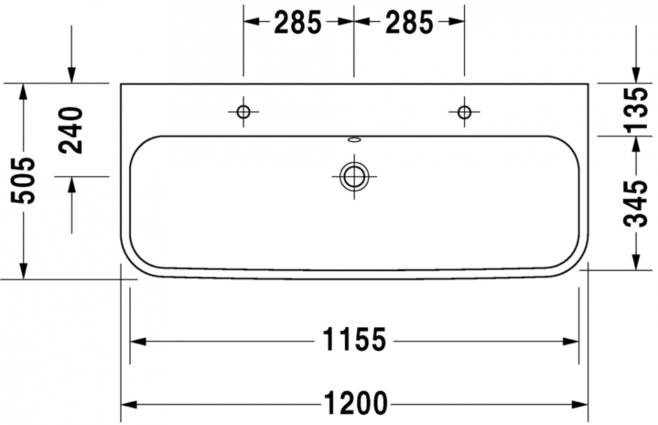 Раковина Duravit Happy D.2 двойная шлифованная 120х50,5 231812 ФОТО