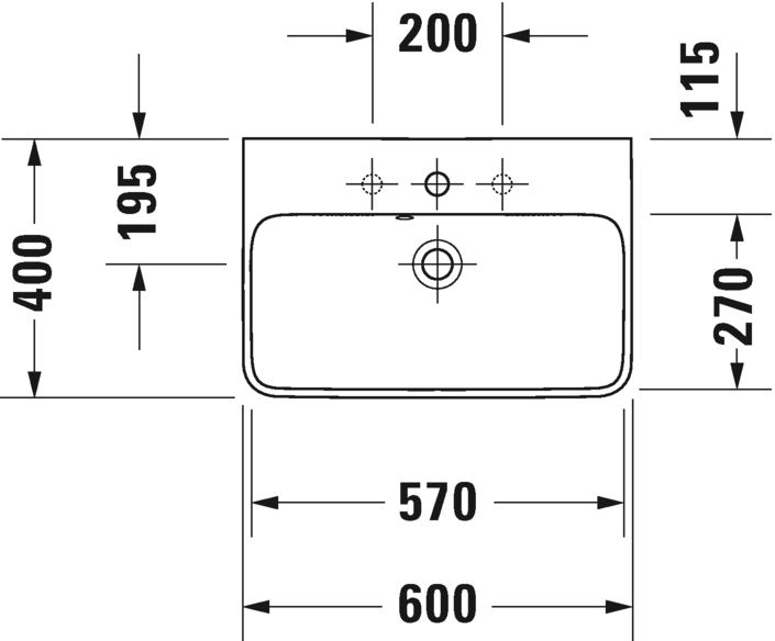 Раковина Duravit ME by Starck 60х40 234360 схема 1