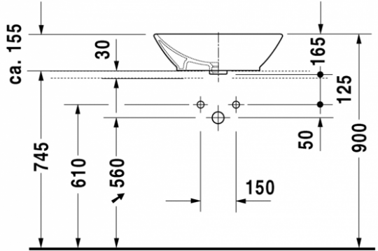 Раковина Duravit ME by Starck накладная 55х42 033452 схема 2