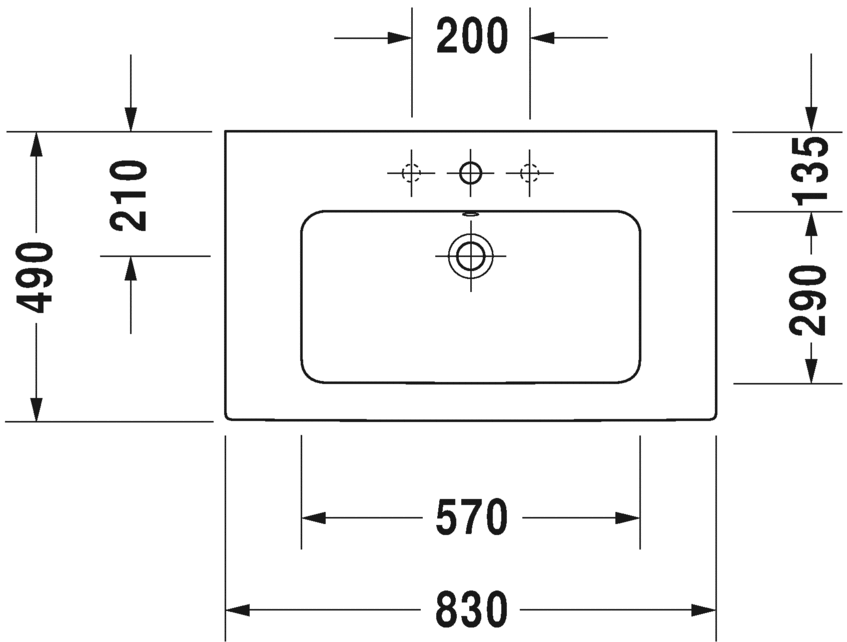 Раковина Duravit ME by Starck 83х49 233683 схема 1