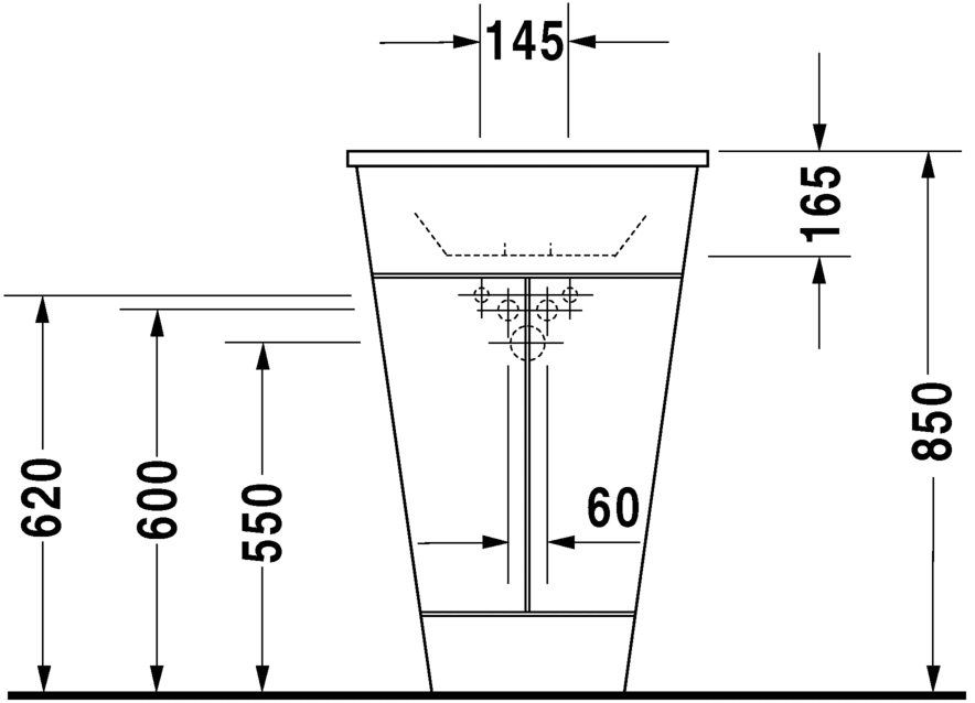 Раковина Duravit Starck 1 для мебели 58х58 040658 схема 3