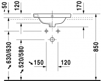 Раковина Duravit Starck 2 встраиваемая 48х48 232748 схема 2