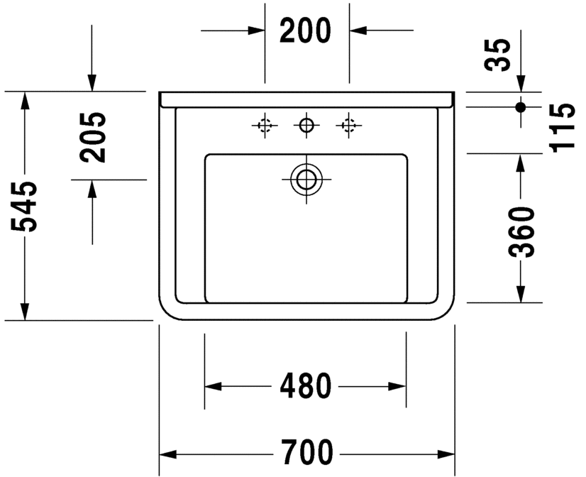 Раковина Duravit Starck 3 70х54,5 030970 схема 1