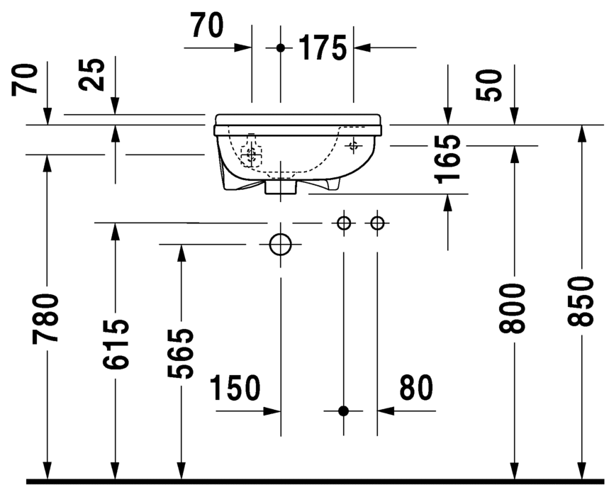 Раковина для ванной комнаты Duravit Starck 3 075140 40х26 см схема 3