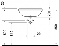 Раковина Duravit Starck 3 полувстраиваемая 55х46 031055 схема 2