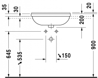 Раковина Duravit Starck 3 полувстраиваемая 55х46 031055 схема 3